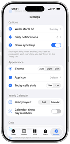 Evoday Settings and appearance screen inside a silver iPhone 17 Pro mockup