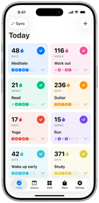 Evoday Today grid screen inside a silver iPhone 17 Pro mockup