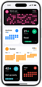 Evoday Home Screen widget showcase inside a silver iPhone 17 Pro mockup